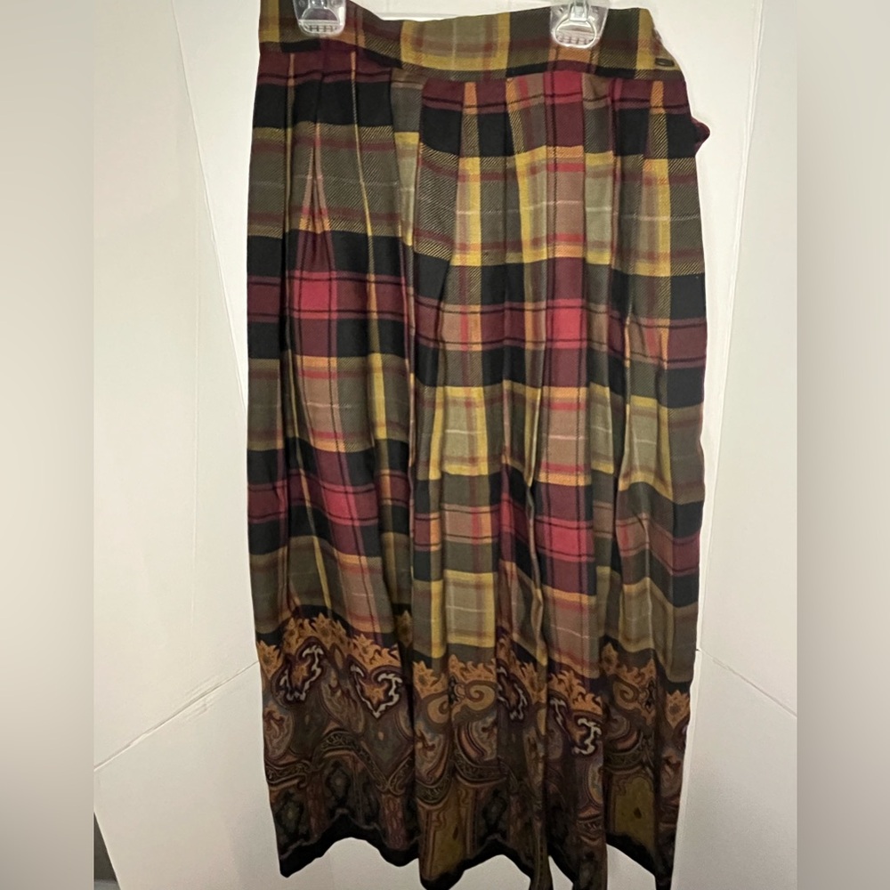 NWT VINTAGE Ralph Lauren Plaid Paisley Pleated skirt Womens Skirt Old Money Sz 4 - Picture 7 of 9
